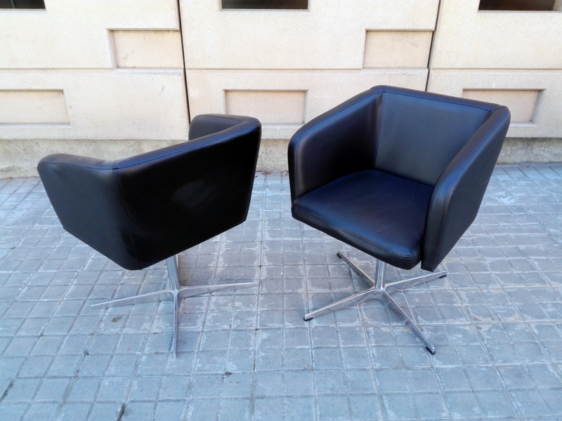 butaca giratoria polipiel negro inox 45-77x65-53x48 (29eu.)2u